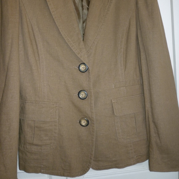 Tex by Max Azrio Linen Blend Blazer Tan/Camel - Picture 3 of 7